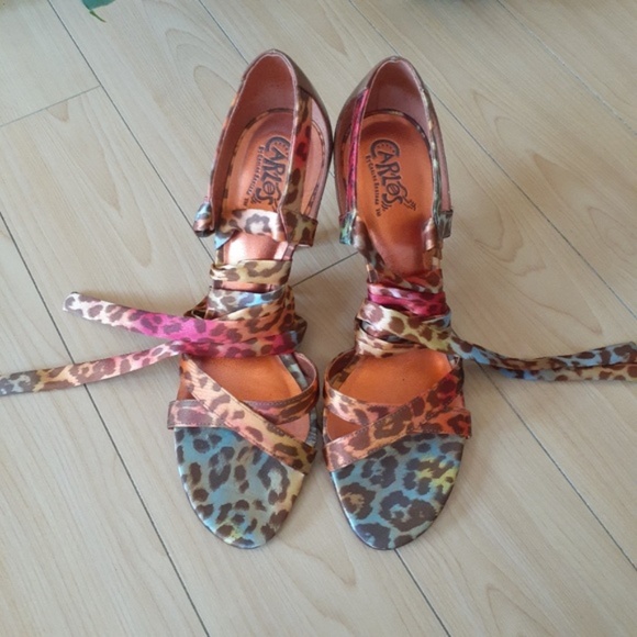Carlos Santana "SALSA" Leopard Print Tie Up Heels - Picture 7 of 13